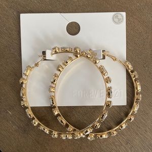 Faux gem hoop earrings NWT